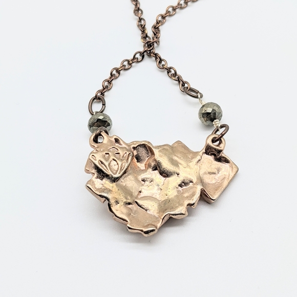 Rose Gold Plated Cast Bronze and Pyrite Necklace - Picture 4 of 4